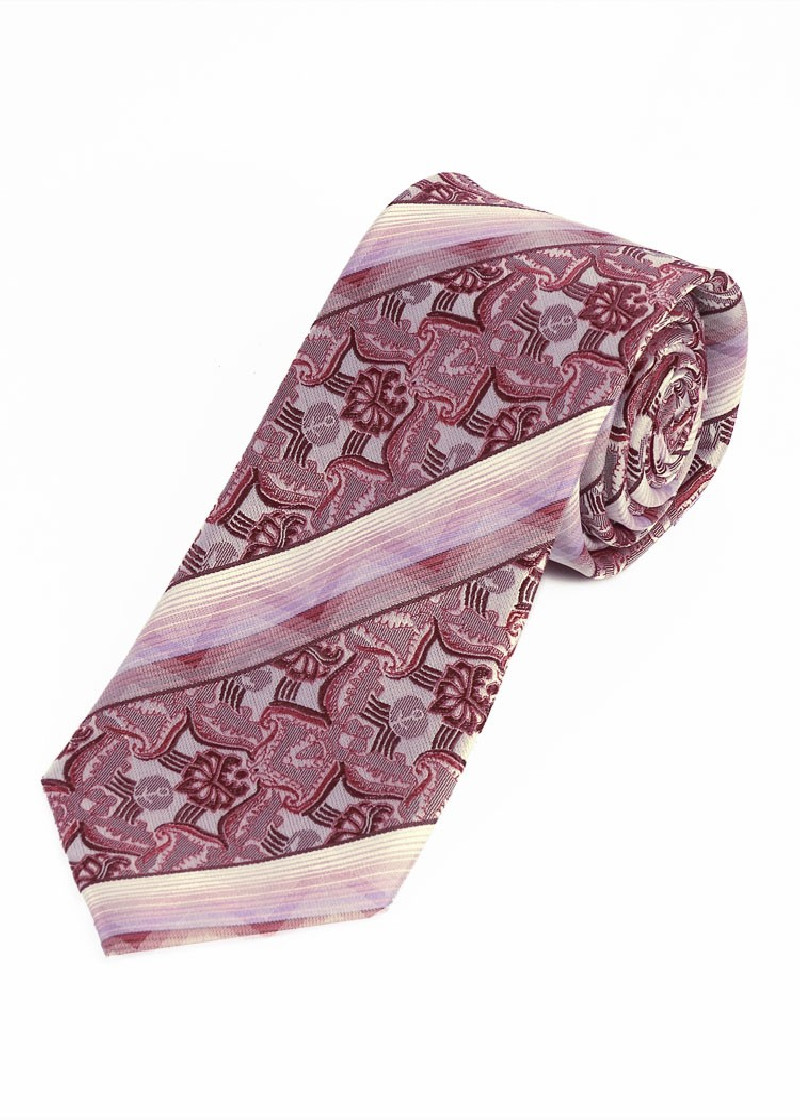Lange Krawatte florales Dessin Linien rosa