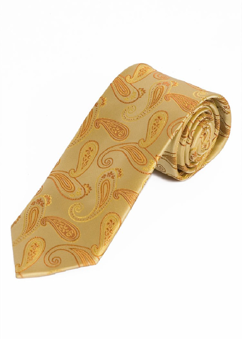 Lange Herrenkrawatte Paisleymuster gold orange