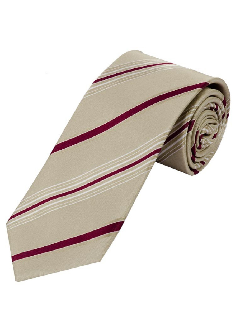 Modische  XXL Krawatte streifengemustert beige