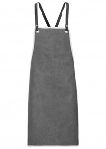 Schwarze Canvas Latzschürze mit weißer Paspel