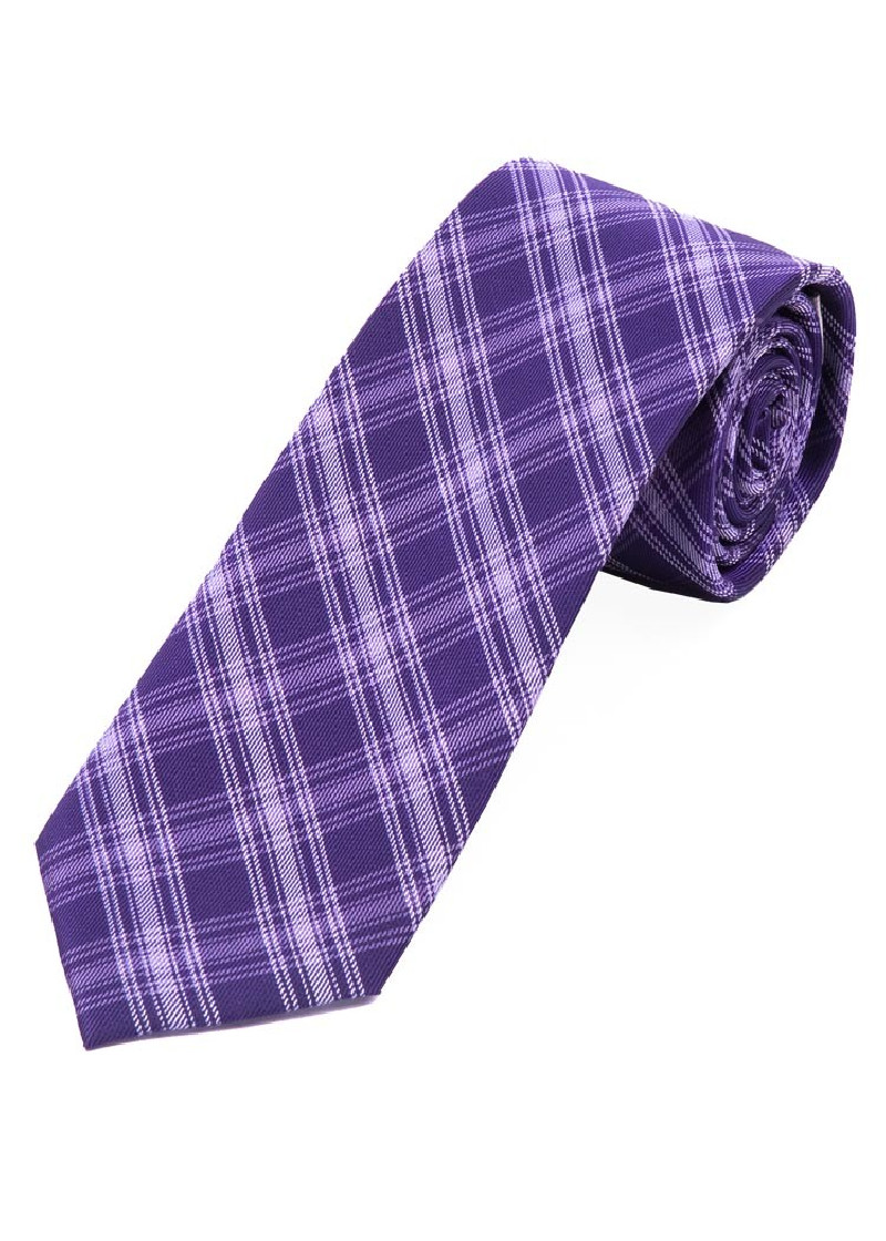 XXL Krawatte elegantes Linienkaro purpur perlweiß