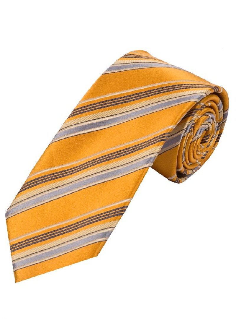 Optimale XXL-Krawatte Streifenmuster orange silber