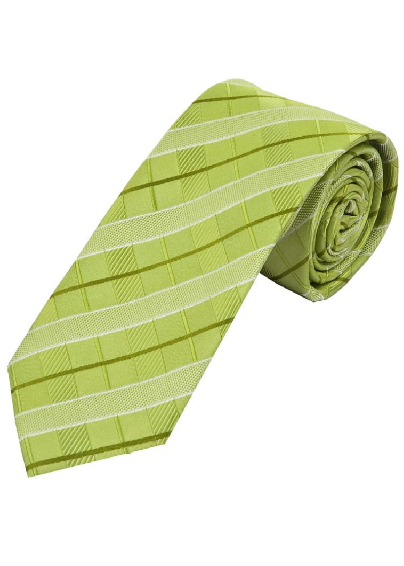 Lange Herrenkrawatte elegantes Linienkaro hellgrün