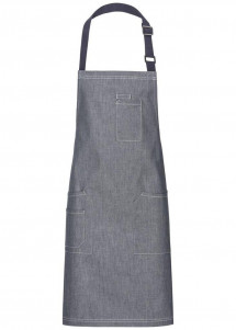 Chambray Latzschürze in Navy / 80 x 85 cm