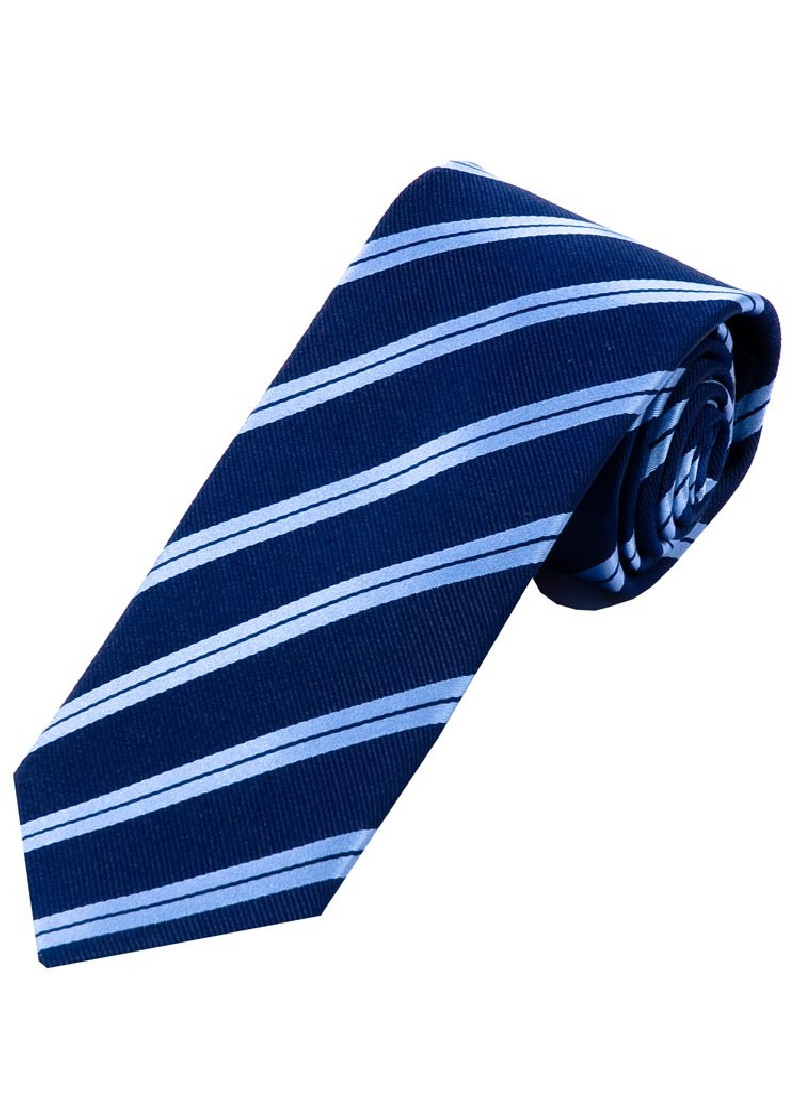 Sevenfold-Krawatte Streifendessin navyblau eisblau