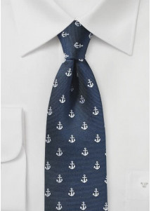 XXL-Businesskrawatte marineblau Anker stilvoll