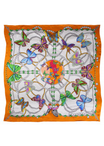 Damenhalstuch Schmetterlinge kupfer-orange
