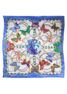 Damenhalstuch Schmetterlinge himmelblau elfenbein