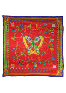 Design-Halstuch Seide dunkelblau mittelrot