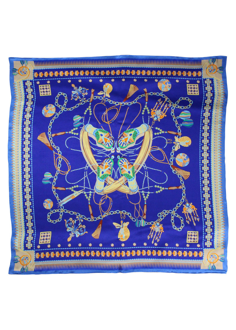 Design-Damentuch Seide himmelblau dunkelblau