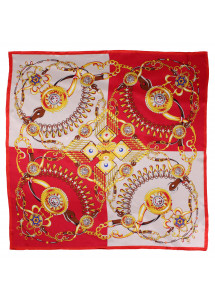 Damenhalstuch Oversize Schmuck-Motiv rot weiß