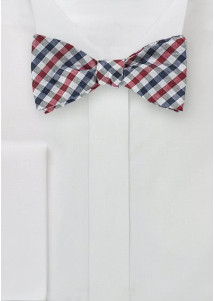 Schleife zum Selberbinden kariert dunkelblau rot