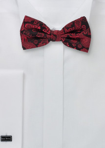 Schleife Poly-Faser Paisley rot teerschwarz