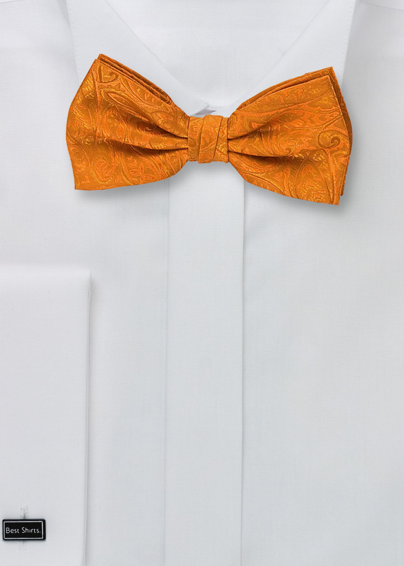 Herrenfliege Poly-Faser Paisley kupfer-orange