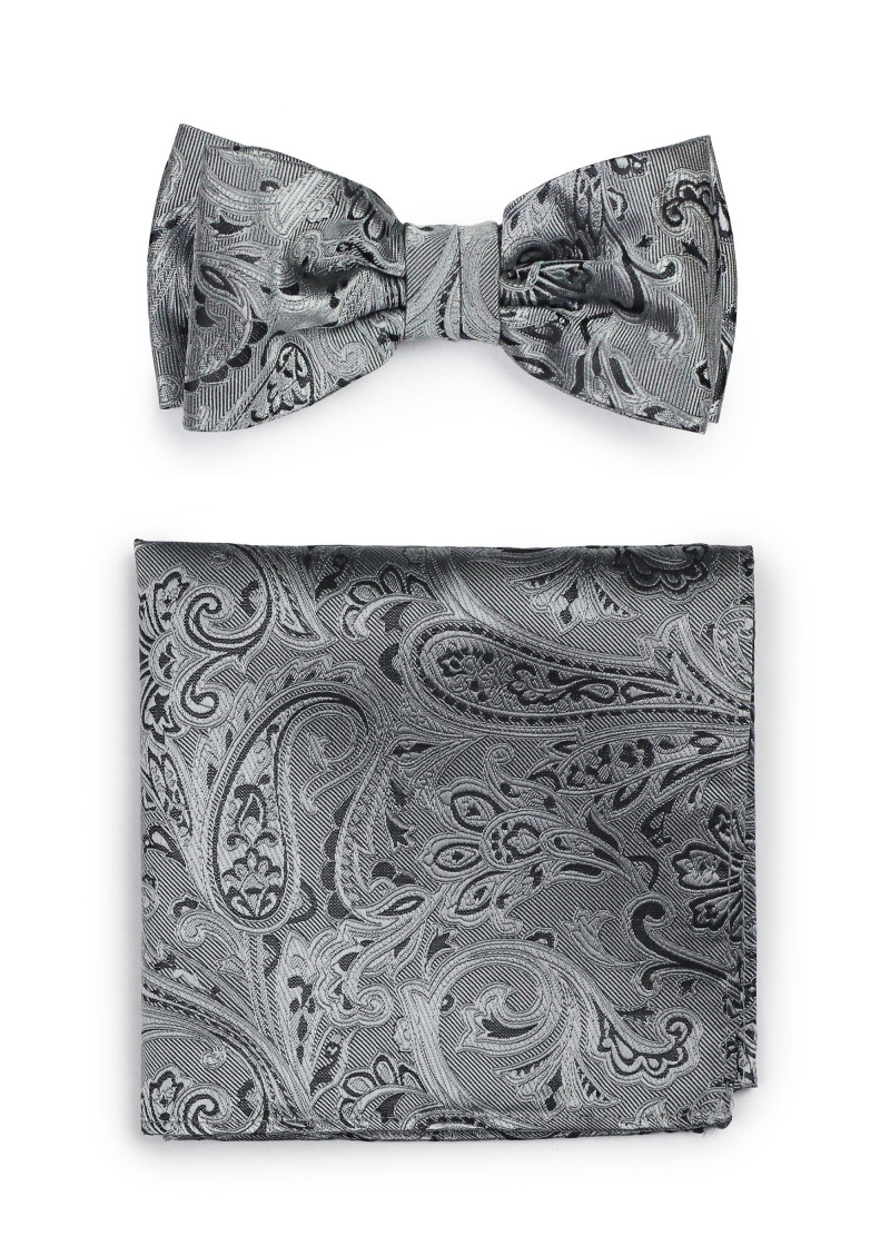 Herrenfliege mit  Einstecktuch Paisley-Motiv