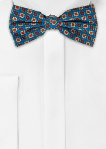 Seiden-Herrenschleife mit Ornament-Dessin blau