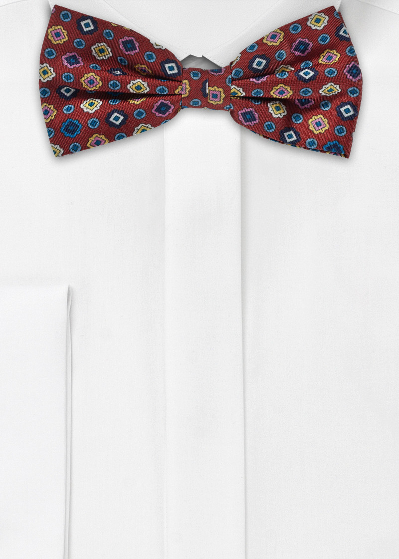 Seiden-Schleife mit Ornament-Dekor bordeaux