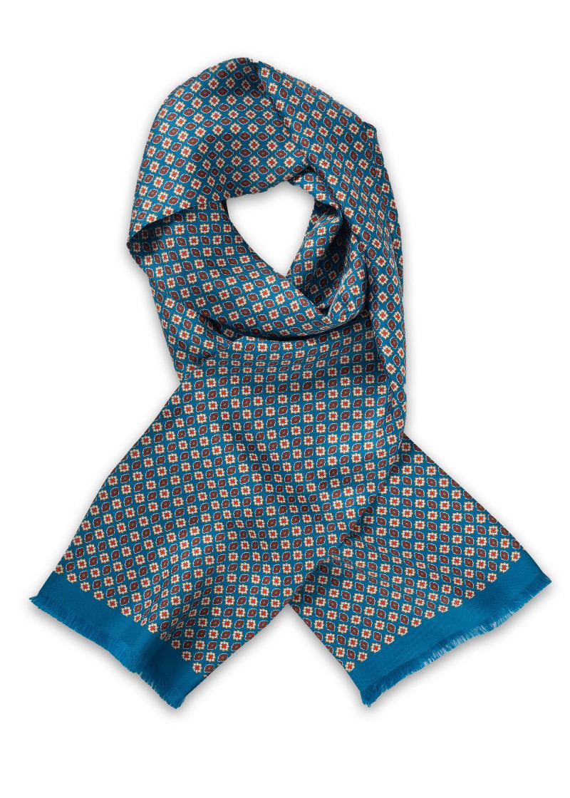 Herrenschal Ornamente ultramarinblau