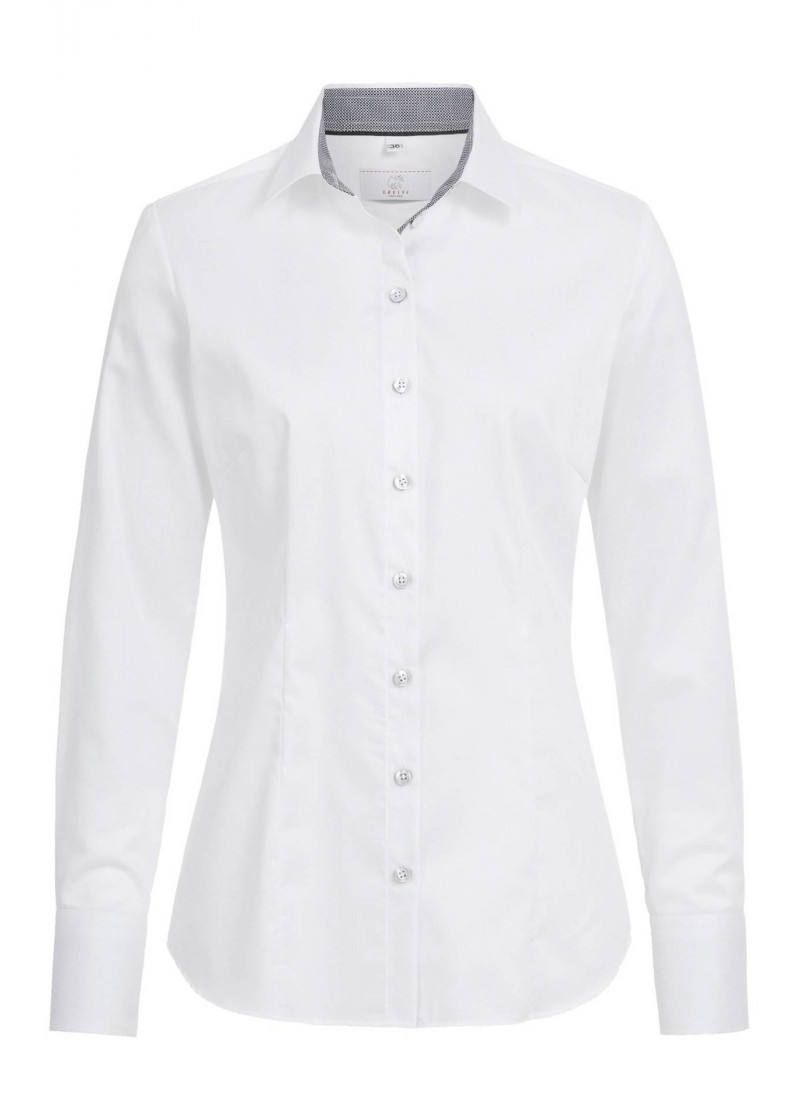 Damen-Bluse in weiß Kontrast grau