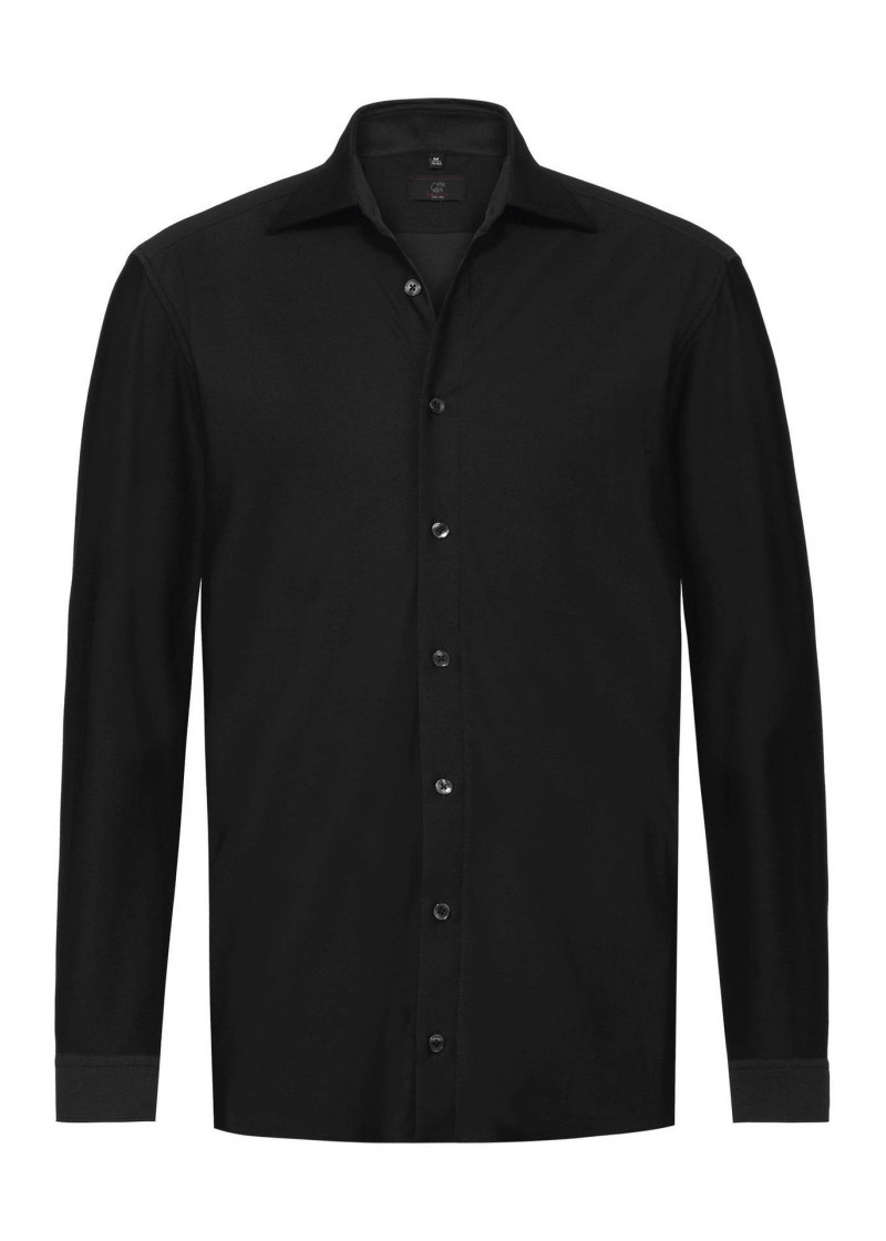 Schwarzes Herren-Jerseyhemd (Regular Fit)