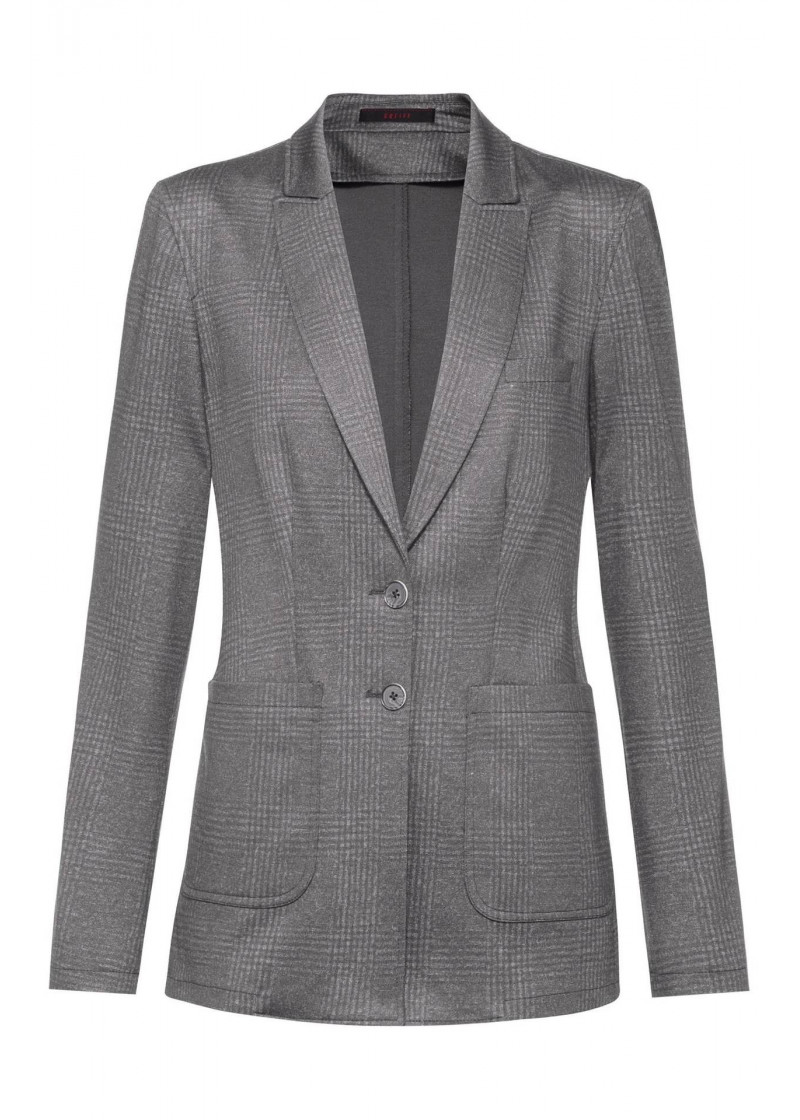Jerseylangblazer in glencheck hellgrau