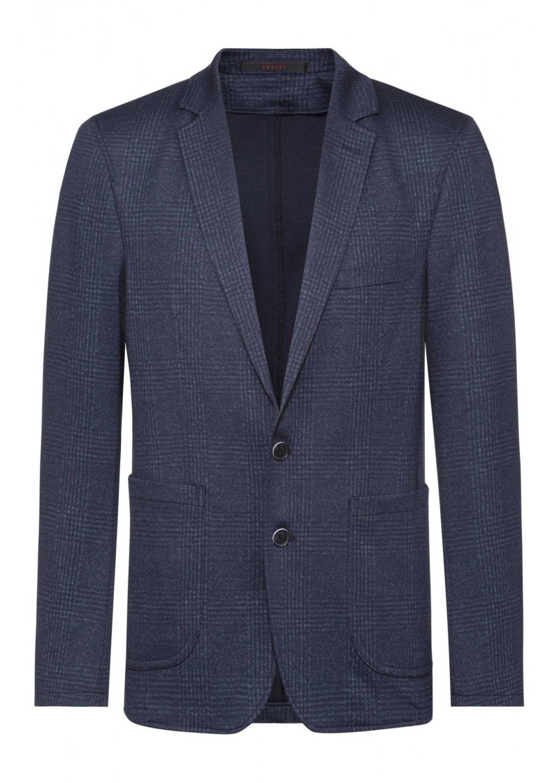 Jerseysakko für Herren (glencheck blau)