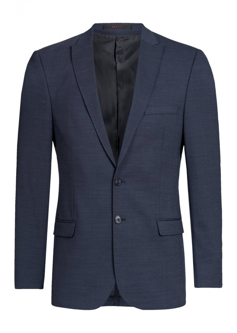 Sakko mit Spitzfacon in pinpoint marine (Slim Fit)