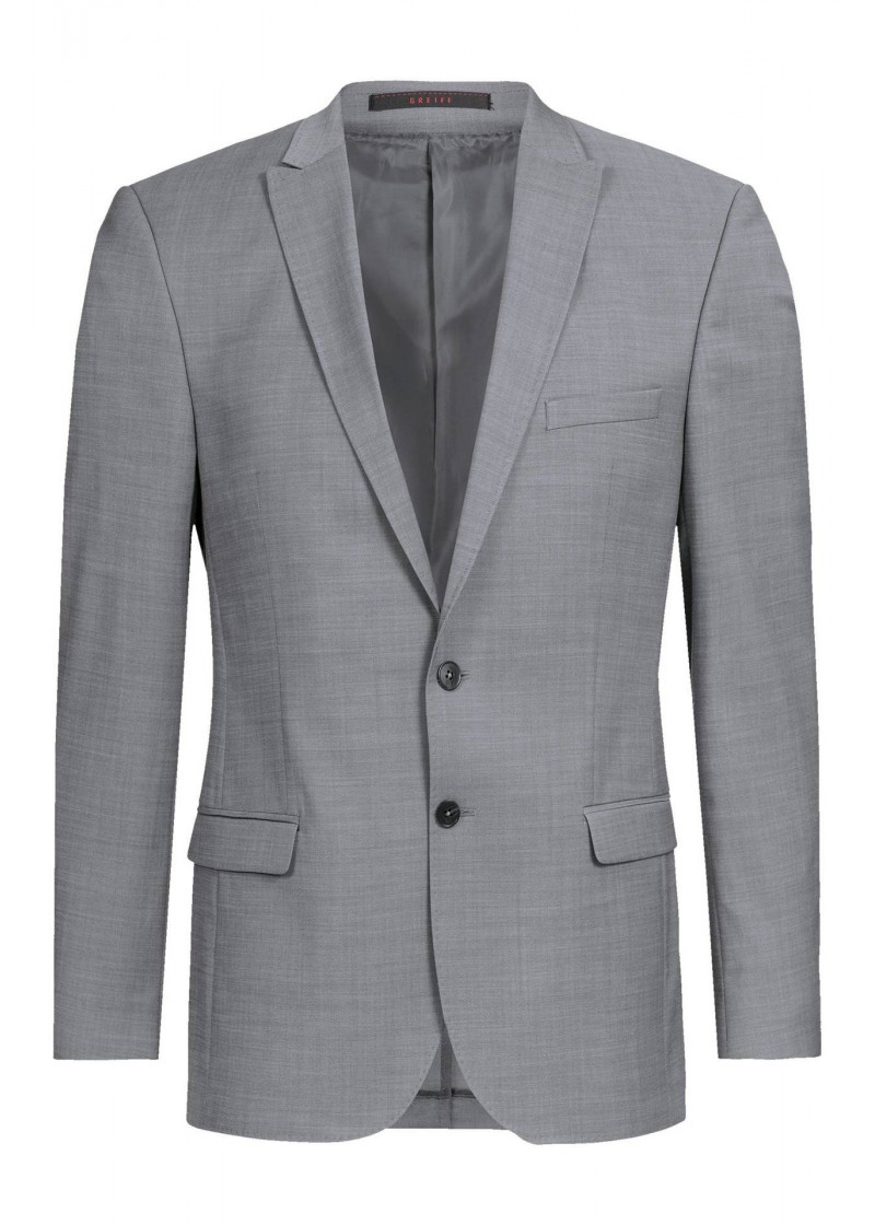 Herren-Sakko mit Spitzfacon in hellgrau/ Slim Fit