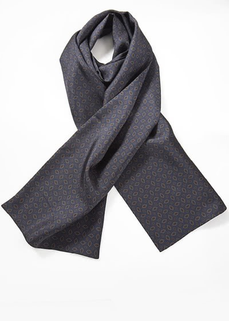 Seidenschal Ornamente navyblau doubleface