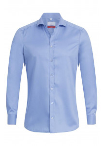 Herren-Hemd  /  Slim Fit Passform  / mittelblau