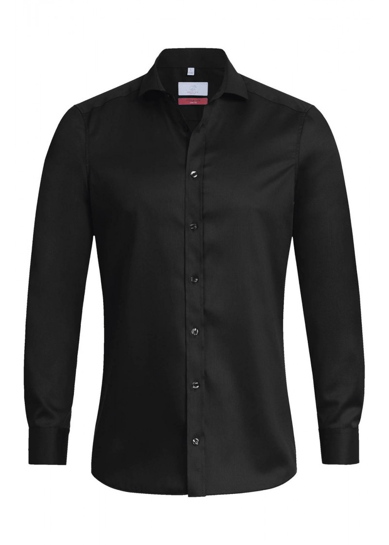 Herren-Hemd / Slim Fit Passform  / Schwarz