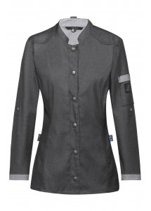 Damen-Kochjacke im Biker-Style (Denim Optik)