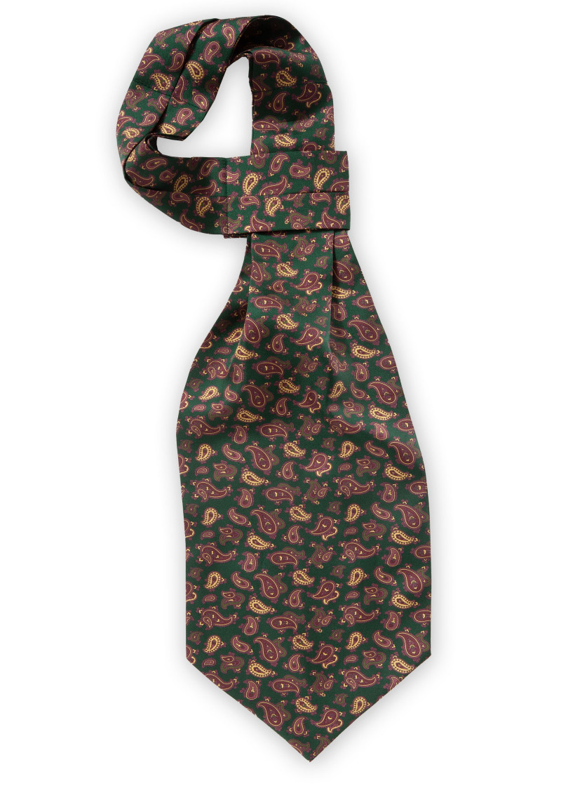 Plastron überschäumendes Paisleymuster tannengrün