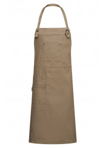 Latzschürze mit Tasche in sand (77x95 cm)