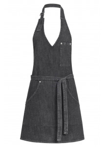 Damen Latzschürze (mit Taschen) Black Denim