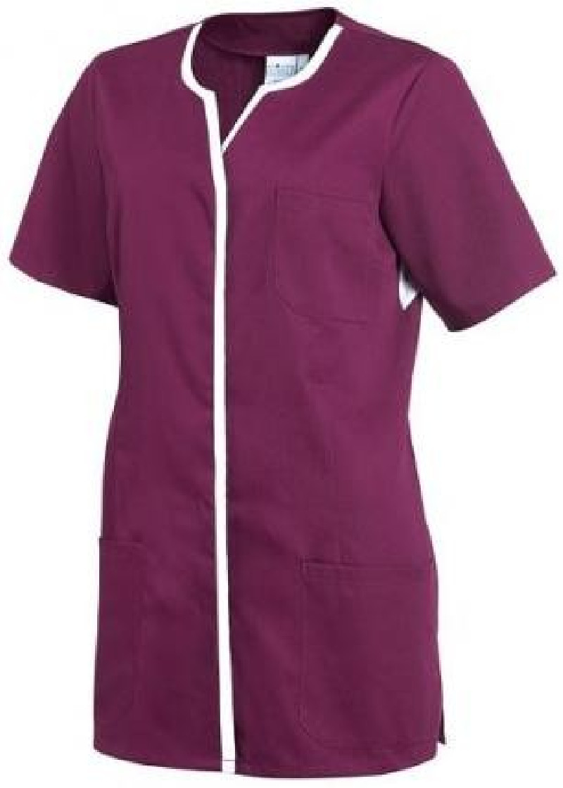 Damen-Kasack aus TENCEL in beere/weiß