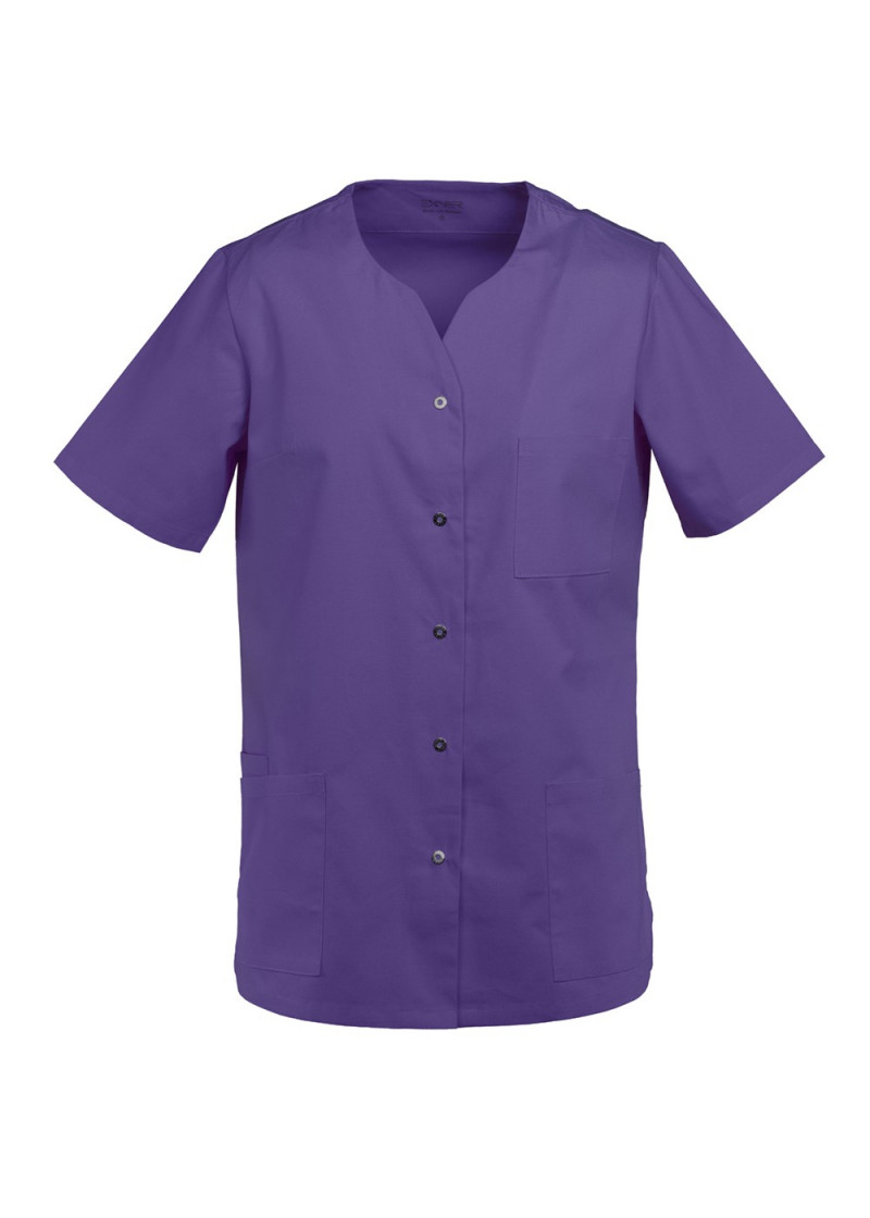 Damen-Kasack in purple/ Verdeckte Druckknopfleiste