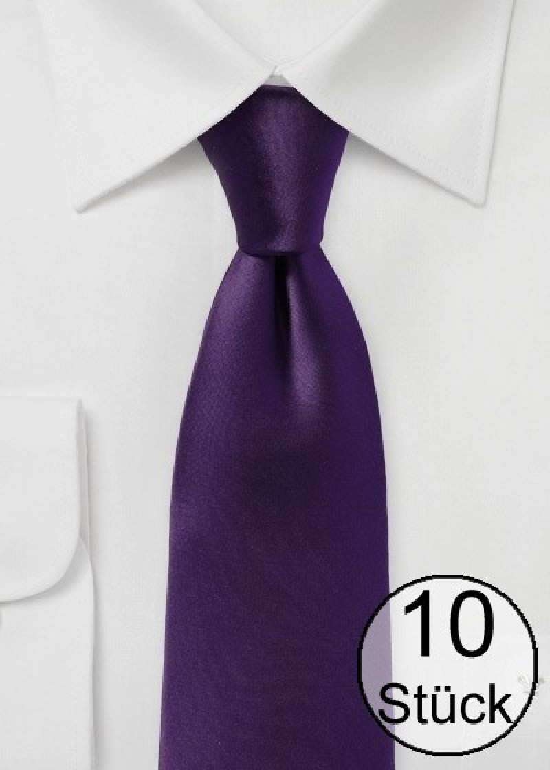 Uni Krawatte in aubergine (10er Pack)