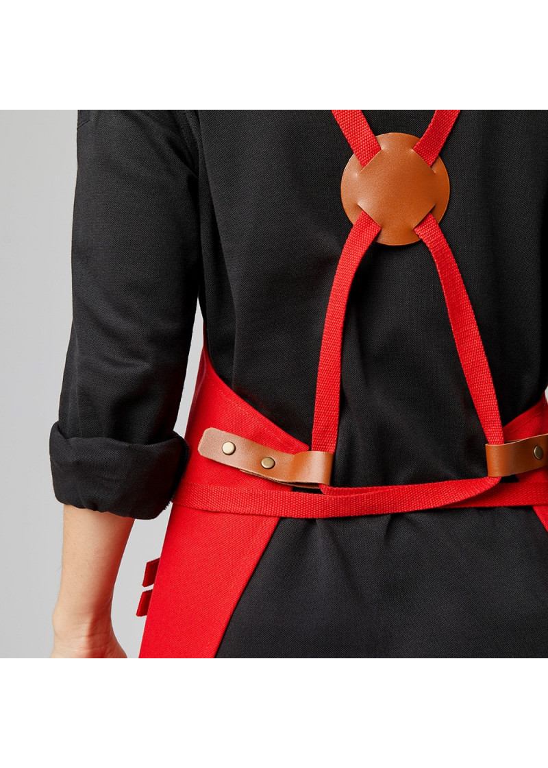 Espresso Zip Pockets Taillenschürze, Rot, One Size – Mit 2 Reißverschlusstaschen & Offener Tasche
