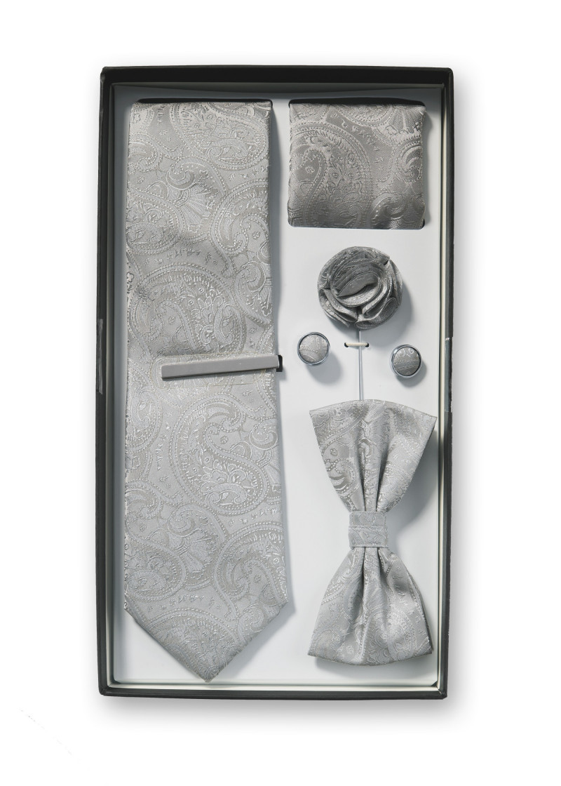Geschenkbox Paisley-Motiv silber mit