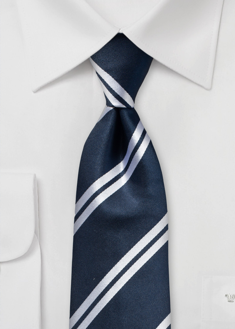 Seidenkrawatte streifig navy