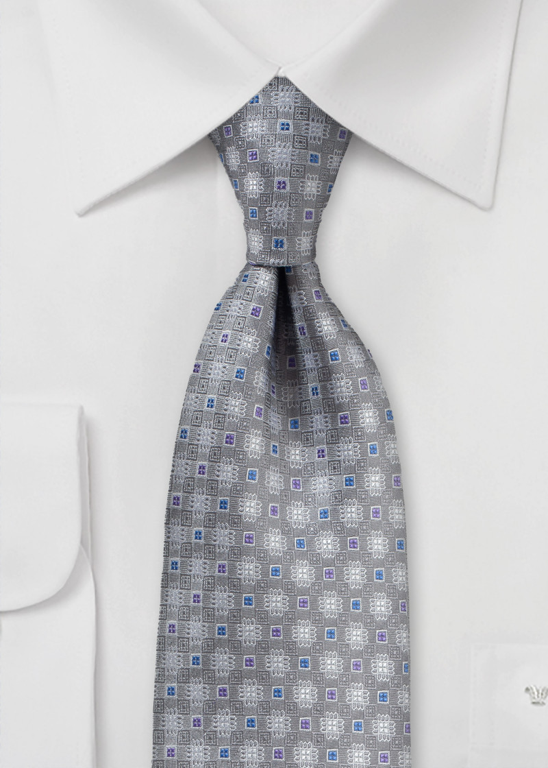 Businesskrawatte Ornament-Look silber