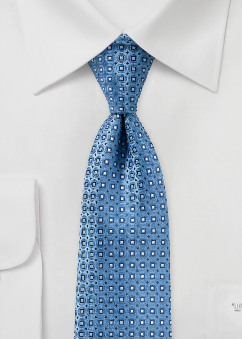 Krawatte Viereck-Pattern taubenblau