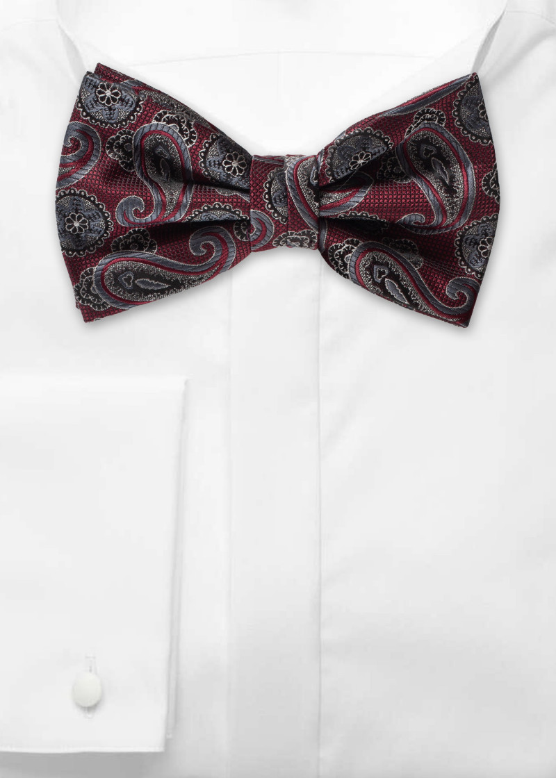 Herrenschleife Paisley bordeaux