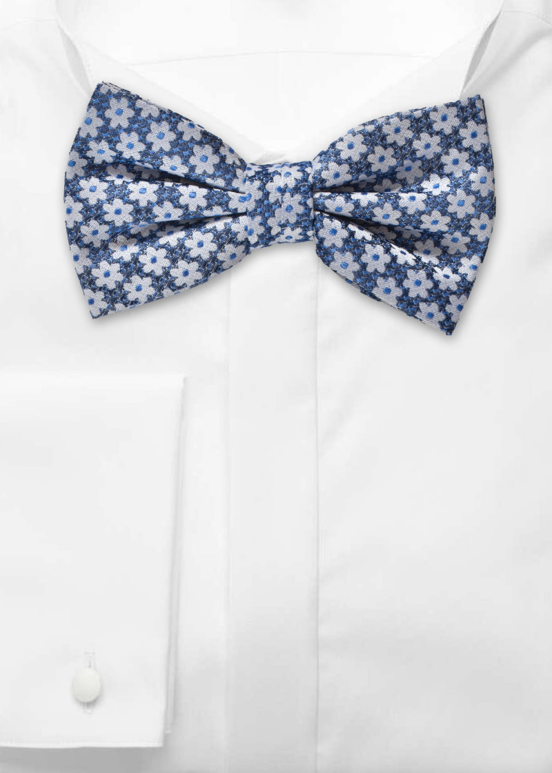 Schleife Blumen-Pattern taubenblau