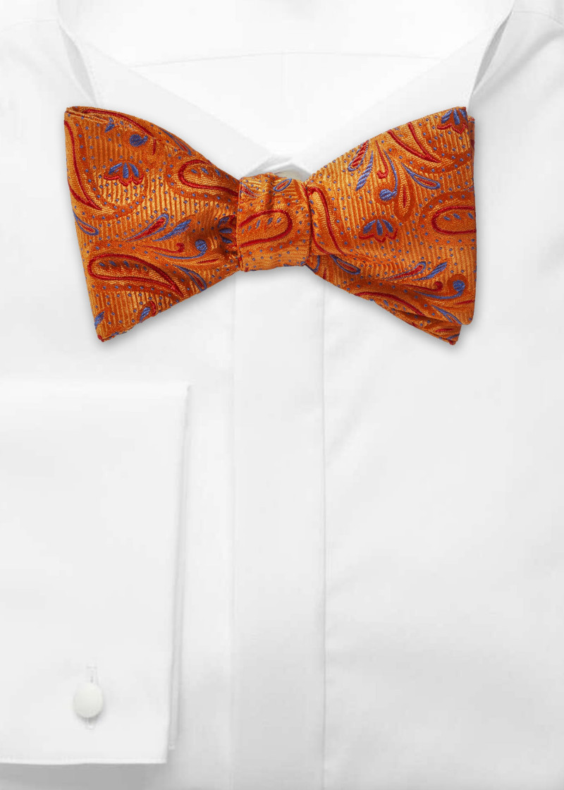 Bindefliege - Paisley-Muster orange