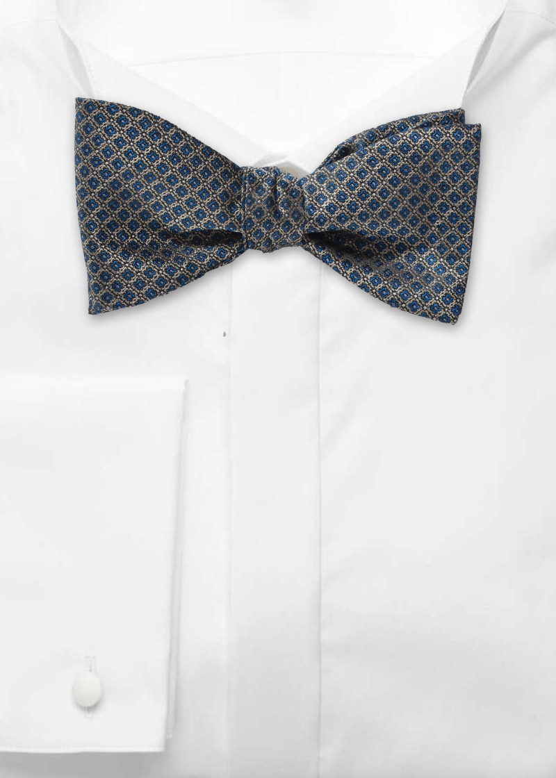 Schleife zum Selberbinden Waffel-Pattern navy