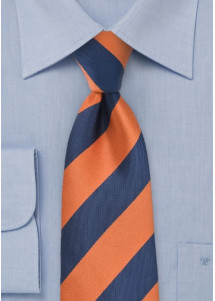 Herrenkrawatte Streifendessin breit in Farben kupfer-orange marineblau