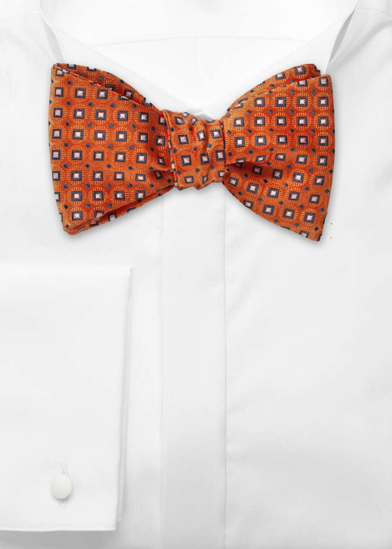Fliege zum Selberbinden lineares Pattern orange
