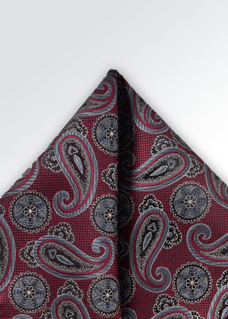 Einstecktuch Paisley-Motiv dunkelrot